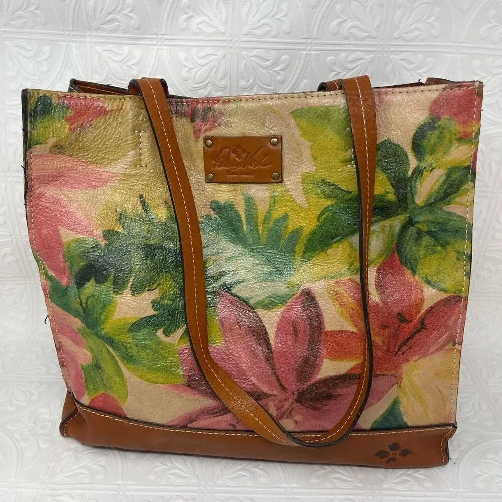 Patricia Nash Multicolor Floral Leather Toscano Tote Shoulder Bag OS